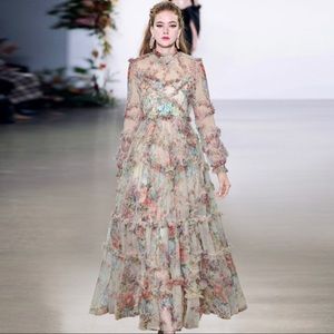 Maxi flowered tulle dress